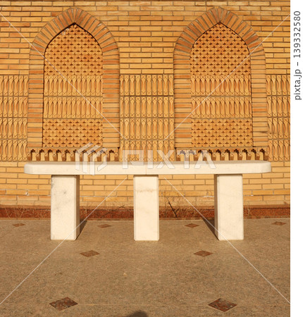 white stone bench in church 139332580