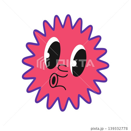 Vintage Y2K groovy funny emoji face sticker or funky patch. Vintage 90s vector tag, retro nostalgic label. Funky 2000s sticker or Y2K cool patch with whistling emoji funky character face Vintage Y2K groovy funny emoji face sticker or funky patch. Vintage 90s vector tag, retro nostalgic label. Funky 2000s sticker or Y2K cool patch with whistling emoji funky character face 139332778