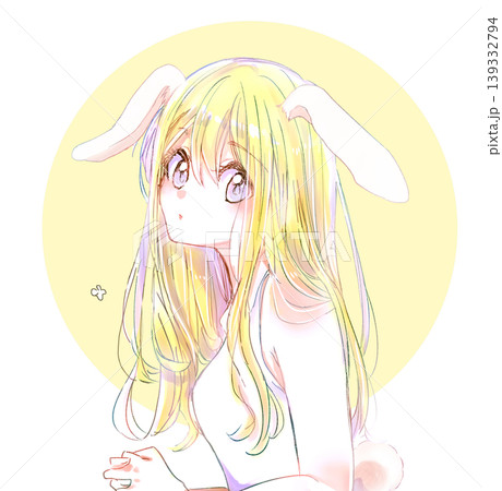 ケモ耳としっぽの生えた女性　うさぎ　金髪 139332794