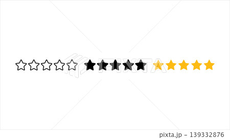 Five-star rating and customer review icon set in outline solid black and colorful design styles isolated on white background Five-star rating and customer review icon set in outline solid black and colorful design styles isolated on white background 139332876