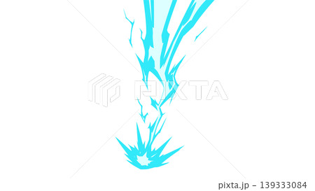 上から落ちる雷のエフェクトのイラスト素材_水色 139333084