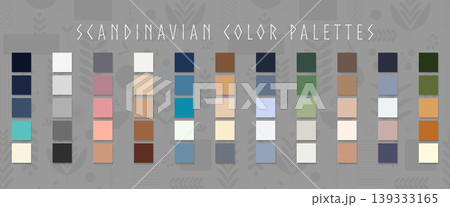 Scandinavian color palette collection for nordic interior design vector illustration. 139333165
