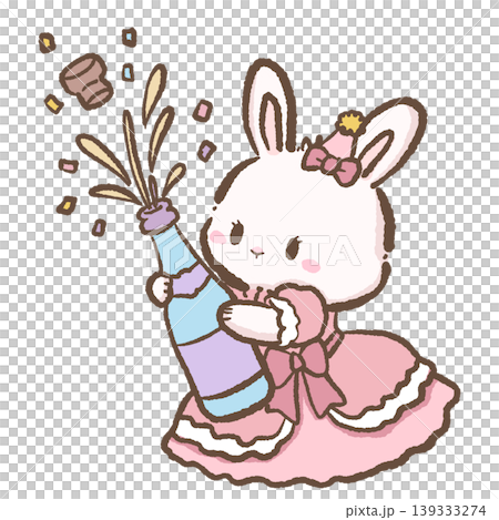 Kawaii Bunny Party Celebration Clipart Cute Bunny Opening Champagne Bottle Confetti Birthday Party Illustration Kawaii Bunny Party Celebration Clipart Cute Bunny Opening Champagne Bottle Confetti Birthday Party Illustration 139333274