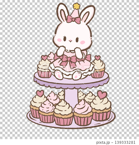Kawaii Bunny Cupcake Stand Clipart Cute Birthday Dessert Bunny Sweet Party Cupcake Tower Illustration Kawaii Bunny Cupcake Stand Clipart Cute Birthday Dessert Bunny Sweet Party Cupcake Tower Illustration 139333281