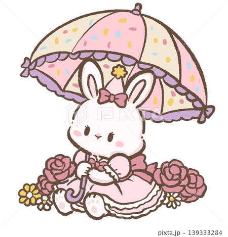 Cute Bunny Umbrella Clipart Kawaii Bunny Sitting With Confetti Umbrella Floral Garden Illustration Cute Bunny Umbrella Clipart Kawaii Bunny Sitting With Confetti Umbrella Floral Garden Illustration 139333284