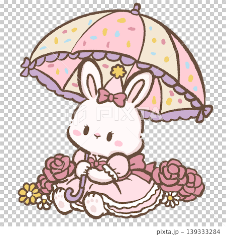 Cute Bunny Umbrella Clipart Kawaii Bunny Sitting With Confetti Umbrella Floral Garden Illustration Cute Bunny Umbrella Clipart Kawaii Bunny Sitting With Confetti Umbrella Floral Garden Illustration 139333284