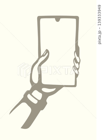 Vector illustration of a hand holding a mobile phone. 139333949
