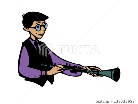 Vector illustration of a boy playing the clarinet. Vector illustration of a boy playing the clarinet. 139333958