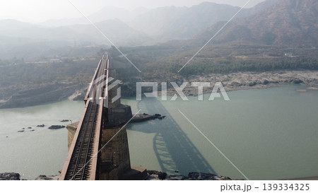 Attock bridge track view over indus pakistan Attock bridge track view over indus pakistan 139334325