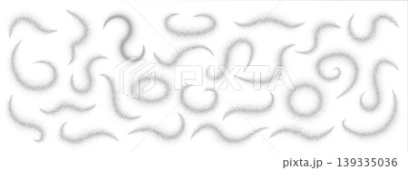 Stippled wave design featuring abstract dot patterns, grainy textures, and spray effects ideal for contemporary vector graphics and creative backgrounds. 139335036