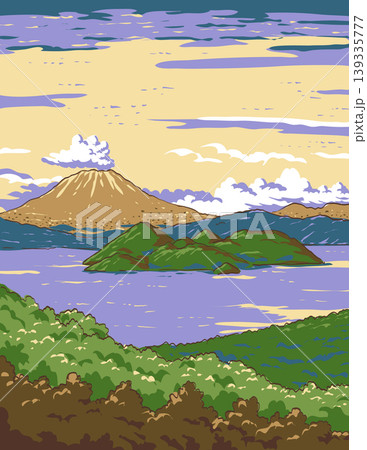 Mount Usu in Shikotsu-Toya National Park Hokkaido Japan WPA Ukiyo-e Poster Art Mount Usu in Shikotsu-Toya National Park Hokkaido Japan WPA Ukiyo-e Poster Art 139335777
