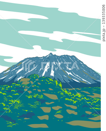Mount Unzen in Unzen-Amakusa National Park Japan WPA Ukiyo-e Poster Art 139335806