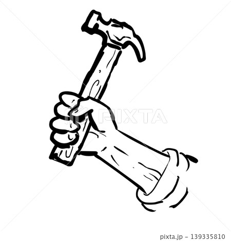 Hand With Hammer Ready to Strike Drawing Hand With Hammer Ready to Strike Drawing 139335810