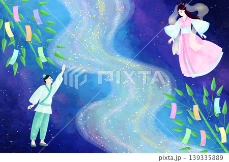 七夕の織姫と彦星のイラスト 七夕の織姫と彦星のイラスト 139335889