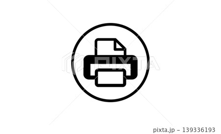 Printer Icon Inside Circle Symbol Representing Printing, Document Output And Office Technology Printer Icon Inside Circle Symbol Representing Printing, Document Output And Office Technology 139336193