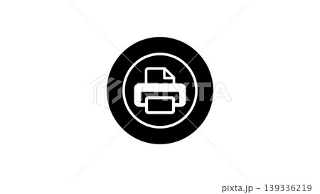 Minimal Monochrome Printer Icon in Black Circle With Paper Symbol for Print Button Minimal Monochrome Printer Icon in Black Circle With Paper Symbol for Print Button 139336219