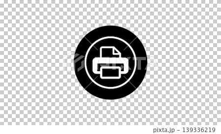 Minimal Monochrome Printer Icon in Black Circle With Paper Symbol for Print Button Minimal Monochrome Printer Icon in Black Circle With Paper Symbol for Print Button 139336219