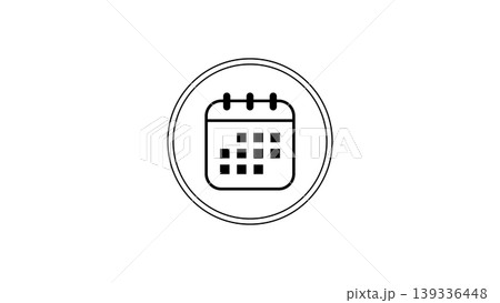 Minimal Calendar Icon in Circle Symbolizing Schedule, Date, Planning and Appointment Management Minimal Calendar Icon in Circle Symbolizing Schedule, Date, Planning and Appointment Management 139336448