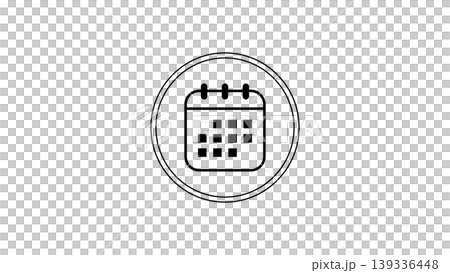 Minimal Calendar Icon in Circle Symbolizing Schedule, Date, Planning and Appointment Management Minimal Calendar Icon in Circle Symbolizing Schedule, Date, Planning and Appointment Management 139336448