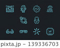 Futuristic Neon Technology Icons on Dark Background Vector Set 139336703