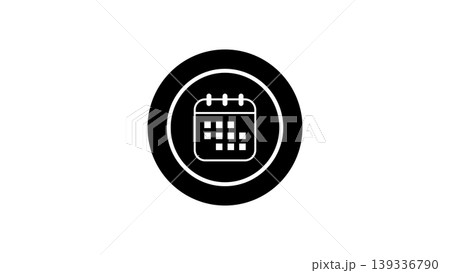 Calendar Icon In Circular Black Button Representing Schedule, Date, Event Planning And App Interface Calendar Icon In Circular Black Button Representing Schedule, Date, Event Planning And App Interface 139336790