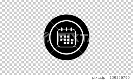 Calendar Icon In Circular Black Button Representing Schedule, Date, Event Planning And App Interface Calendar Icon In Circular Black Button Representing Schedule, Date, Event Planning And App Interface 139336790