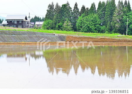 裏山の田圃 新緑の田舎風景 新潟県十日町市 裏山の田圃 新緑の田舎風景 新潟県十日町市 139336851