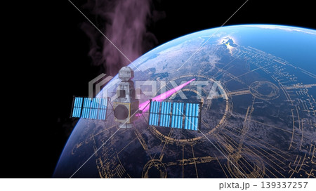 人工衛星と地球 人工衛星と地球 139337257