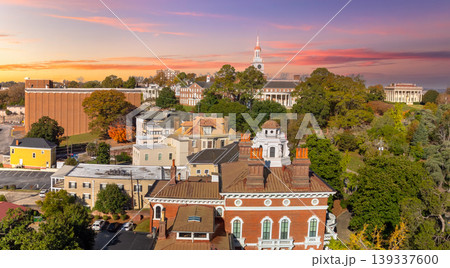 Aerial view of Macon, Georgia with historic downtown streets and old American architecture. Southern USA cityscape with traditional buildings and urban layout. Aerial view of Macon, Georgia with historic downtown streets and old American architecture. Southern USA cityscape with traditional buildings and urban layout. 139337600