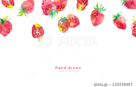 春のいちごイラスト。水彩画。水彩タッチの苺のベクターイラスト。手描きのいちご素材 春のいちごイラスト。水彩画。水彩タッチの苺のベクターイラスト。手描きのいちご素材 139338007