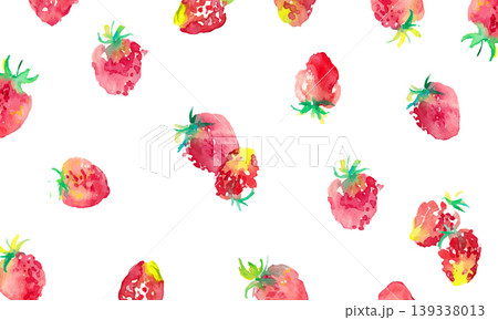 春のいちごイラスト。水彩画。水彩タッチの苺のベクターイラスト。手描きのいちご素材 139338013