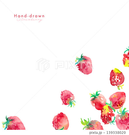 春のいちごイラスト。水彩画。水彩タッチの苺のベクターイラスト。手描きのいちご素材 春のいちごイラスト。水彩画。水彩タッチの苺のベクターイラスト。手描きのいちご素材 139338020