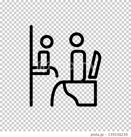 帶有嬰兒換尿布台的廁所的簡單線條圖。 139338230