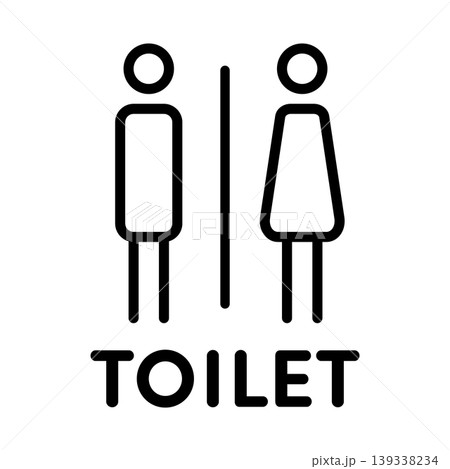 男女共用トイレ用のシンプルな線画ピクトグラム 139338234