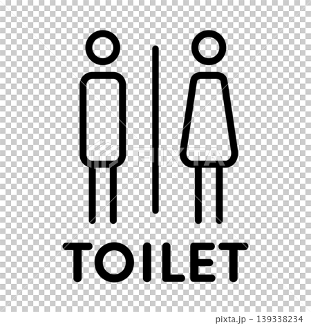 男女共用トイレ用のシンプルな線画ピクトグラム 139338234