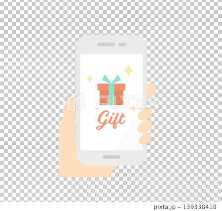 Vector icon for social gifting (electronic gifting) displayed on a smartphone. Flat design. Vector icon for social gifting (electronic gifting) displayed on a smartphone. Flat design. 139338418