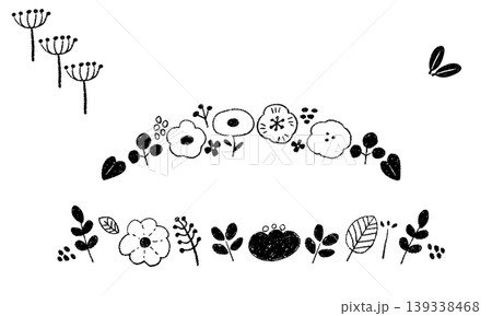 手描きの北欧風植物のライン飾りセット 手描きの北欧風植物のライン飾りセット 139338468