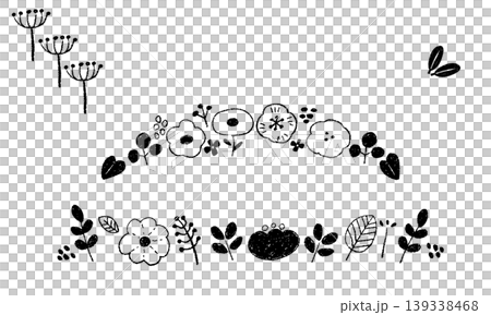 手描きの北欧風植物のライン飾りセット 手描きの北欧風植物のライン飾りセット 139338468