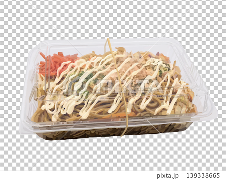 包裝好的速食炒麵（用橡皮筋和蛋黃醬包裝） 139338665