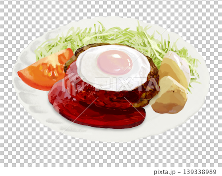 目玉焼きのせハンバーグ（ケチャップソース）サラダ付き 139338989