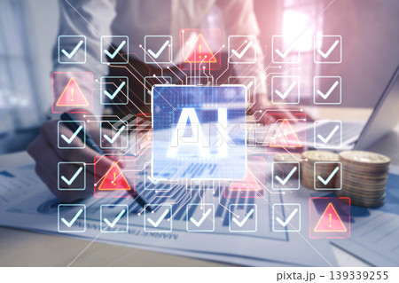 AI Hallucination Concept Showing Robot Processing Incorrect Data and Glitch. Corpus AI Hallucination Concept Showing Robot Processing Incorrect Data and Glitch. Corpus 139339255
