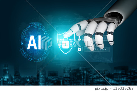 AI Cybersecurity Shield with Data Protection Icons and Circuit Lines. Corpus AI Cybersecurity Shield with Data Protection Icons and Circuit Lines. Corpus 139339268