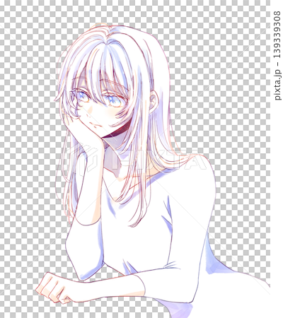 An ennui-filled woman (line drawing) An ennui-filled woman (line drawing) 139339308