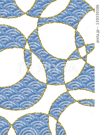 【和風の青海波の背景装飾縦】手刺繍イラスト素材 139339386