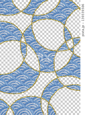 【日式青海波(波浪紋)背景裝飾(直式)】手工刺繡插畫素材 【日式青海波(波浪紋)背景裝飾(直式)】手工刺繡插畫素材 139339386