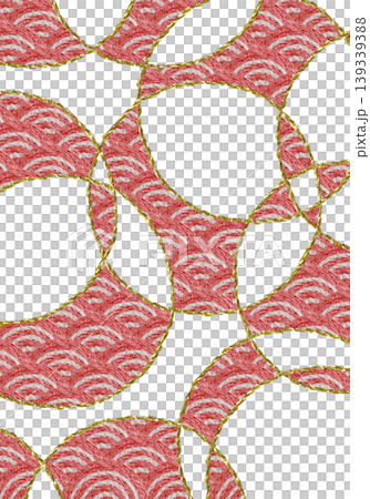 【日式青海波(波浪紋)背景裝飾(直式)】手工刺繡插畫素材 【日式青海波(波浪紋)背景裝飾(直式)】手工刺繡插畫素材 139339388