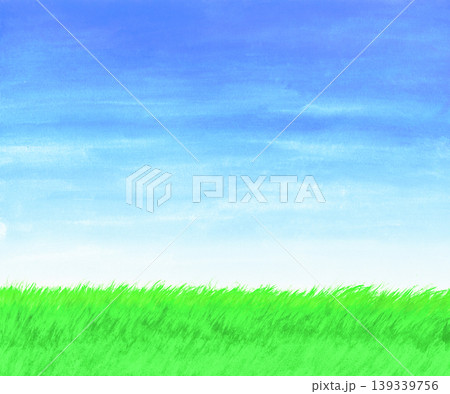 草原と青空水彩画 草原と青空水彩画 139339756