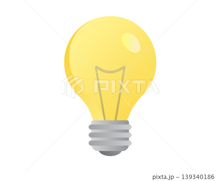 Bright yellow incandescent light bulb glowing icon with a warm light 139340186