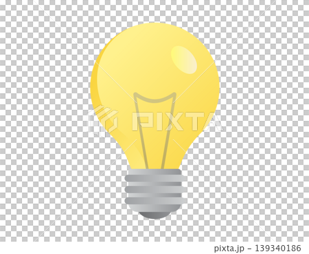 Bright yellow incandescent light bulb glowing icon with a warm light 139340186