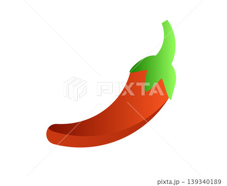 Vibrant gradient red chili pepper icon with green stem 139340189